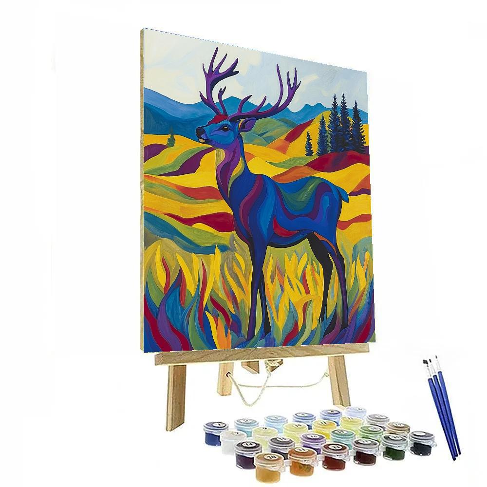 Franz Marc Inspired Blue Deer In Meadow paint by number