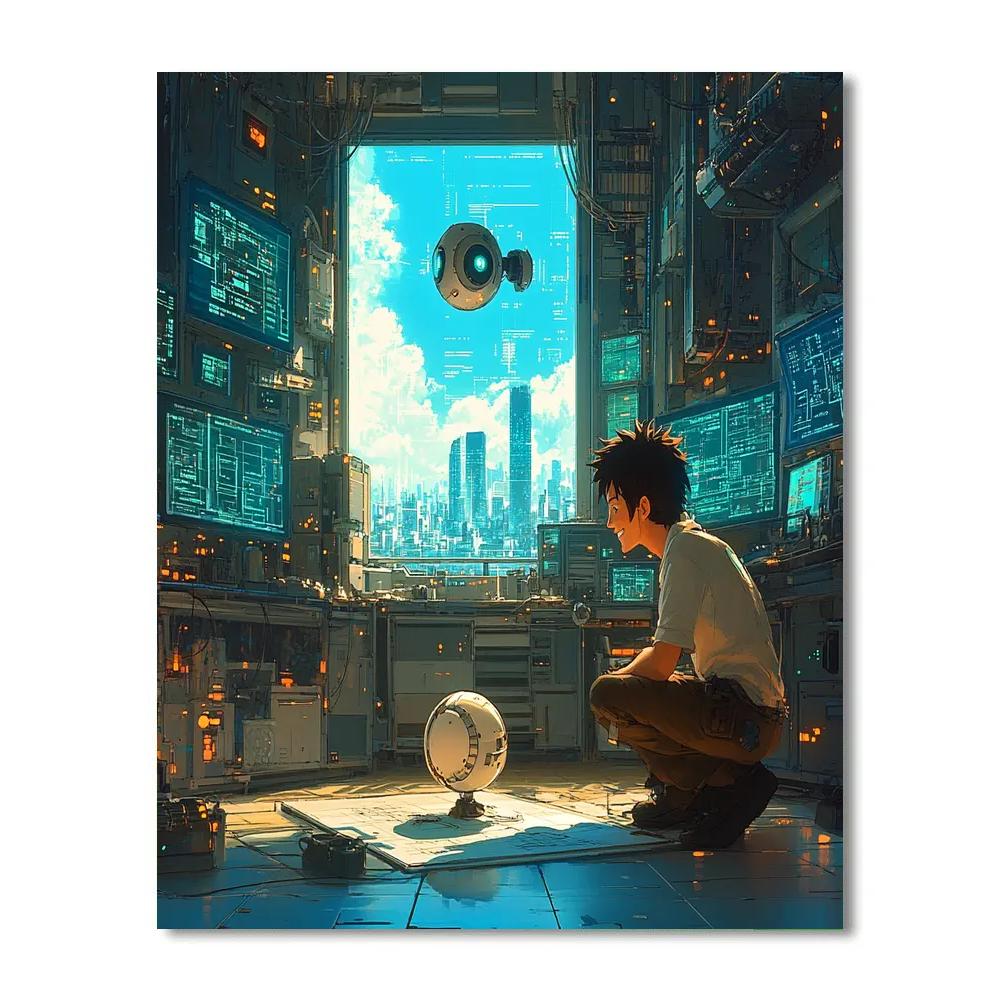 Hiro Hamada Robotics Lab Hover Trial - Disney Inspired paint by numbers
