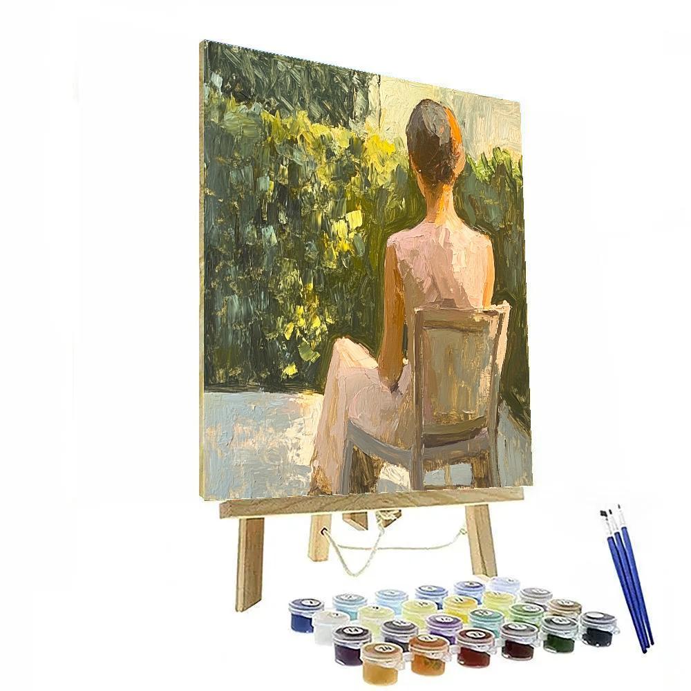 Lucian Freud Inspired Portrait In Garden Chair Paint by numbers art