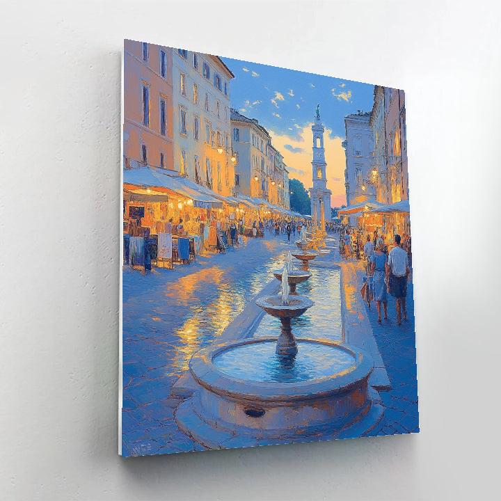 Rome Piazza Navona Evening Fountain Rome Italy paint by number