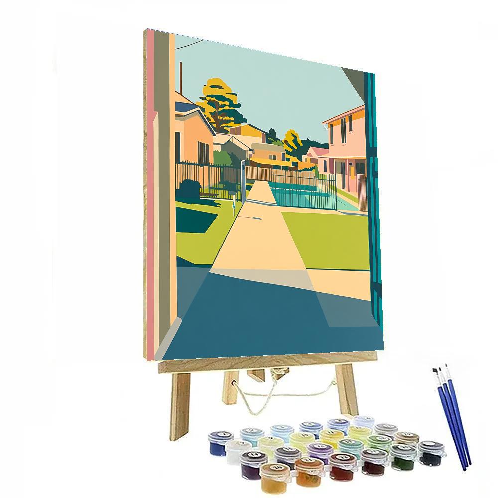 David Hockney Inspired Suburban Street With Pool DIY paint by numbers