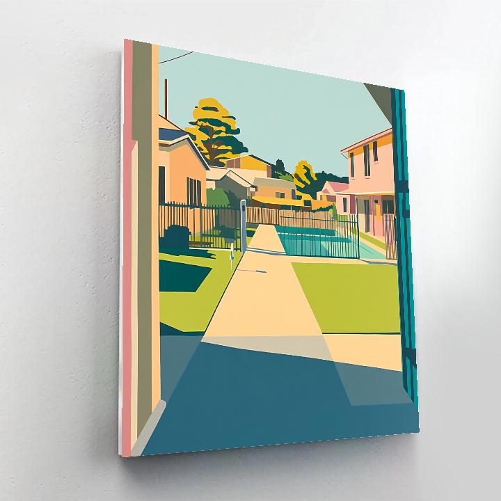 David Hockney Inspired Suburban Street With Pool DIY paint by numbers