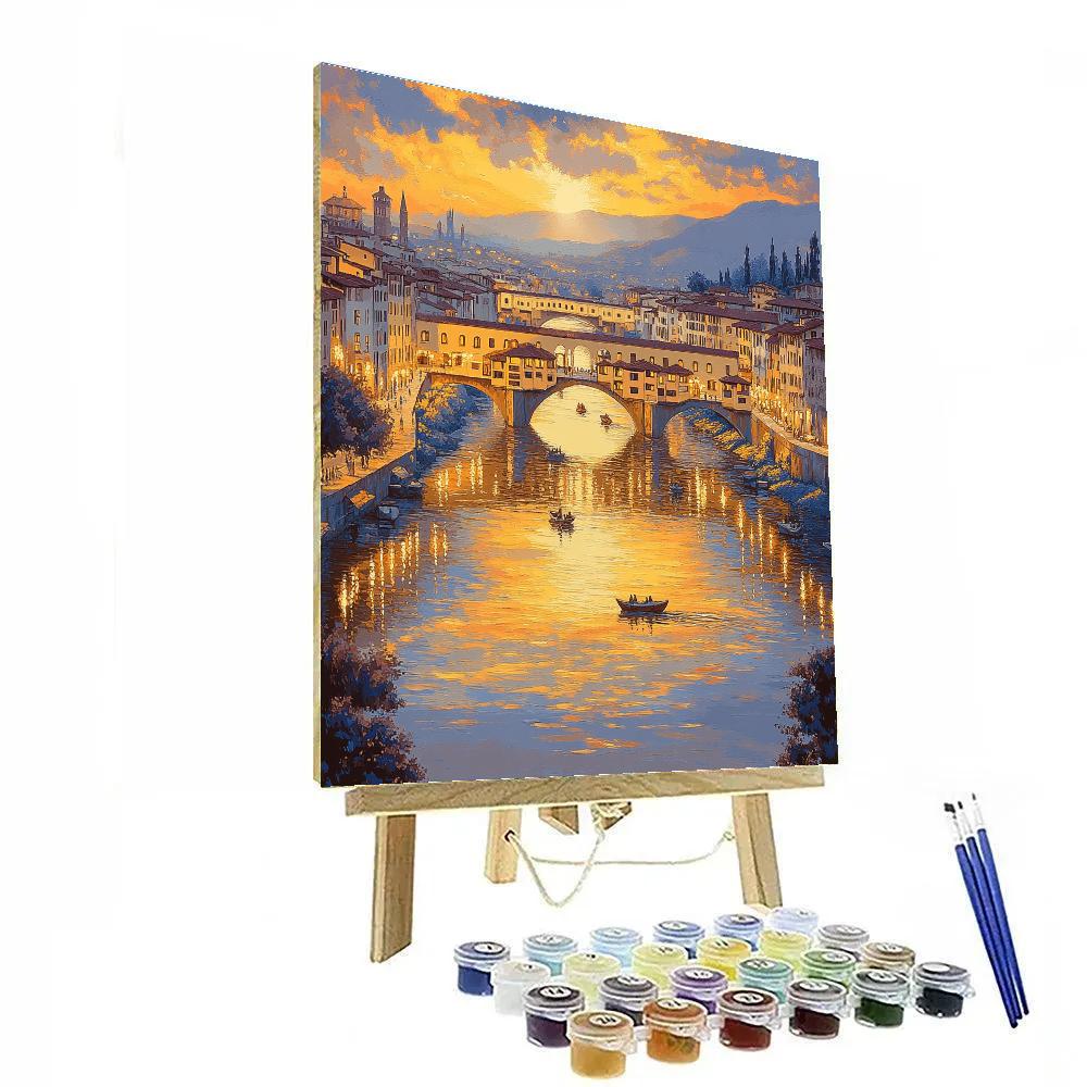 Florence Arno River Sunset Florence Italy paint by numbers