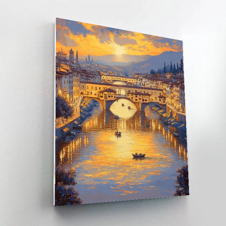 Florence Arno River Sunset Florence Italy paint by numbers