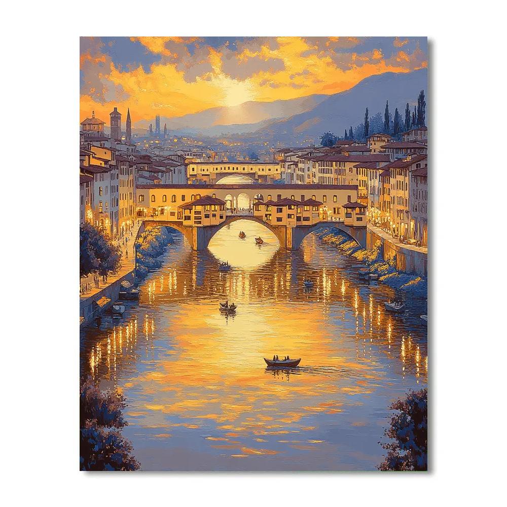 Florence Arno River Sunset Florence Italy paint by numbers