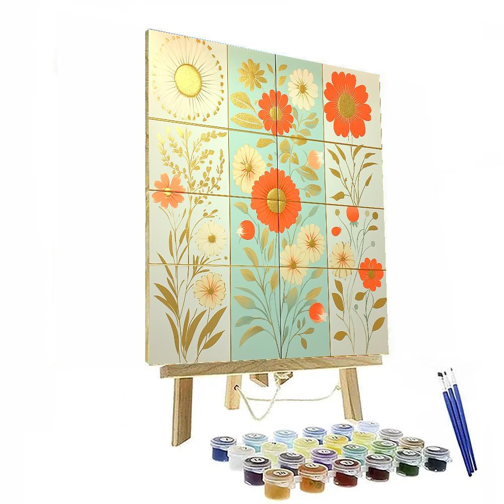 Gustav Klimt Inspired Luminous Meadow Tessellation painting number kit