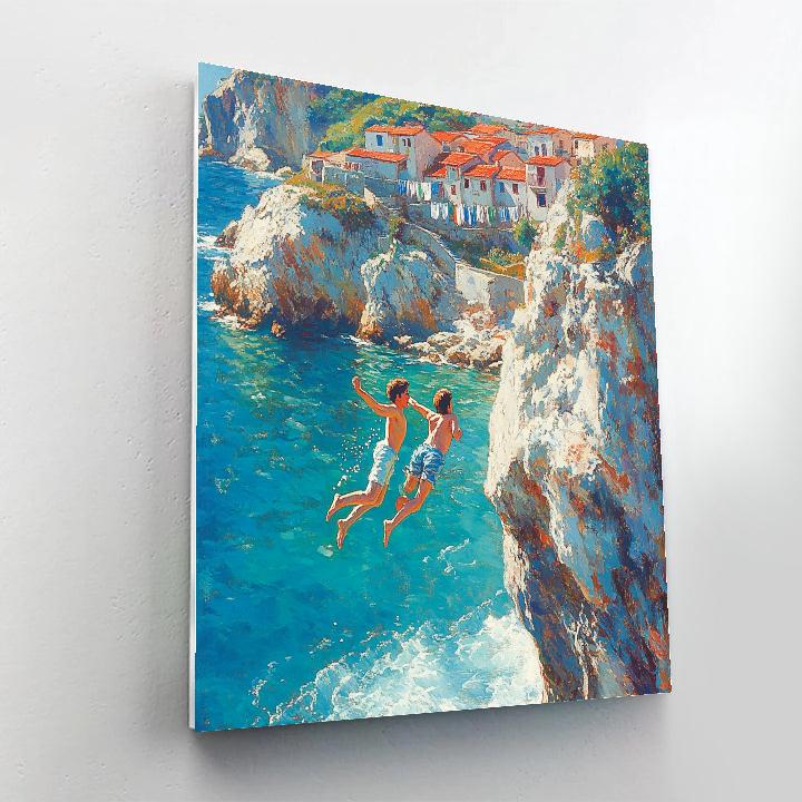 Luca And Alberto Seaside Cliff Jump - Disney Inspired painting number kit