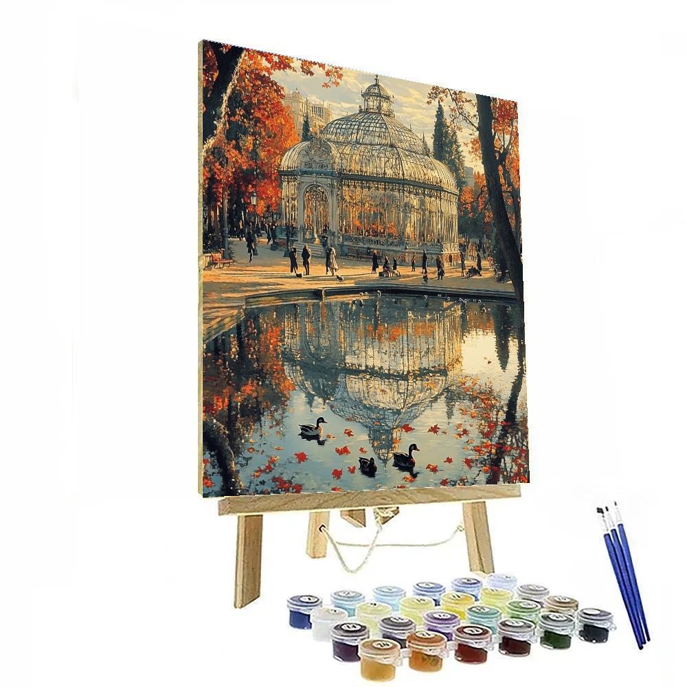 Madrid Retiro Crystal Palace Lake Madrid Spain paint by color