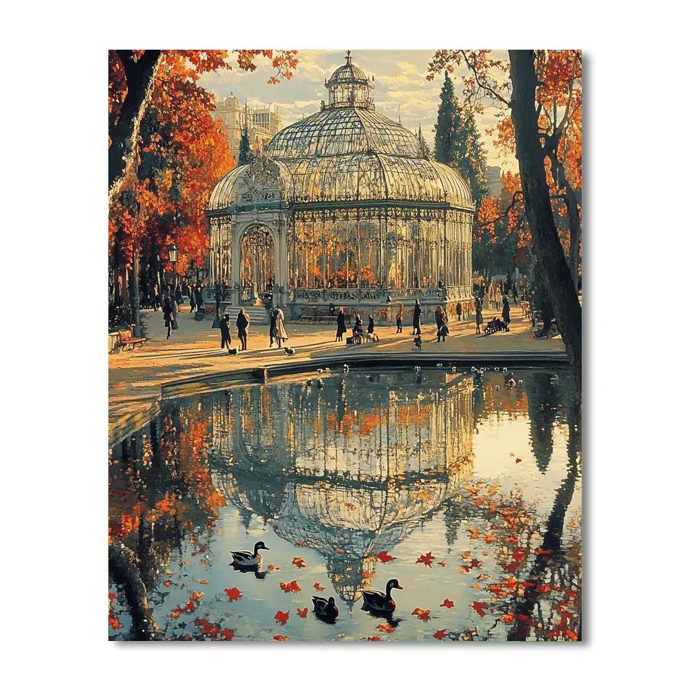 Madrid Retiro Crystal Palace Lake Madrid Spain paint by color