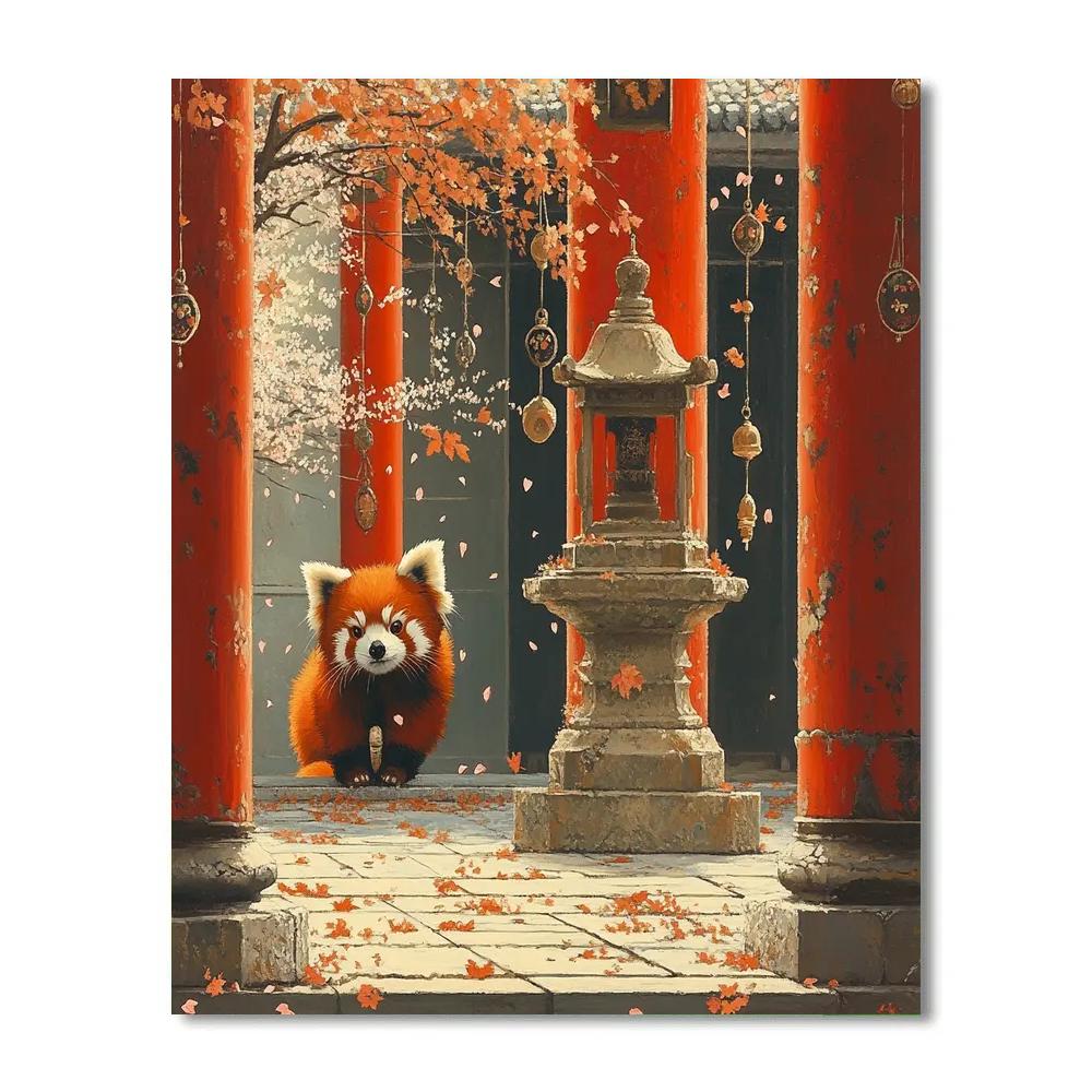 Mei Lee Red Panda Temple Courtyard - Disney Inspired Numbered painting kits