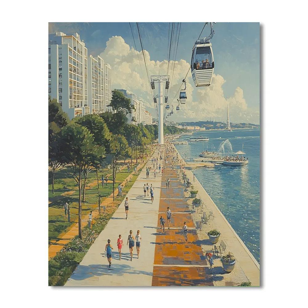 Lisbon Parque Das Nacoes Riverside Lisbon Portugal Numbered painting kits