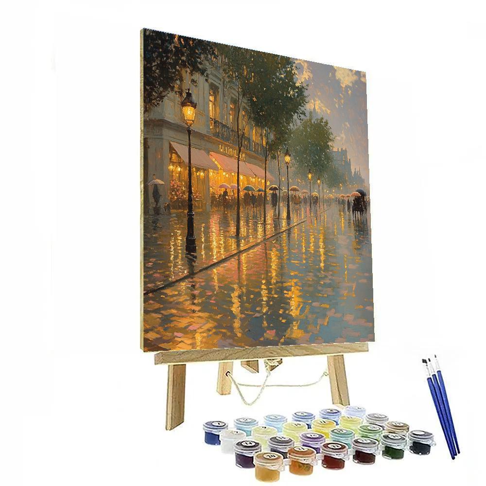 Monet Inspired Rainy City Boulevard Paint by numbers art