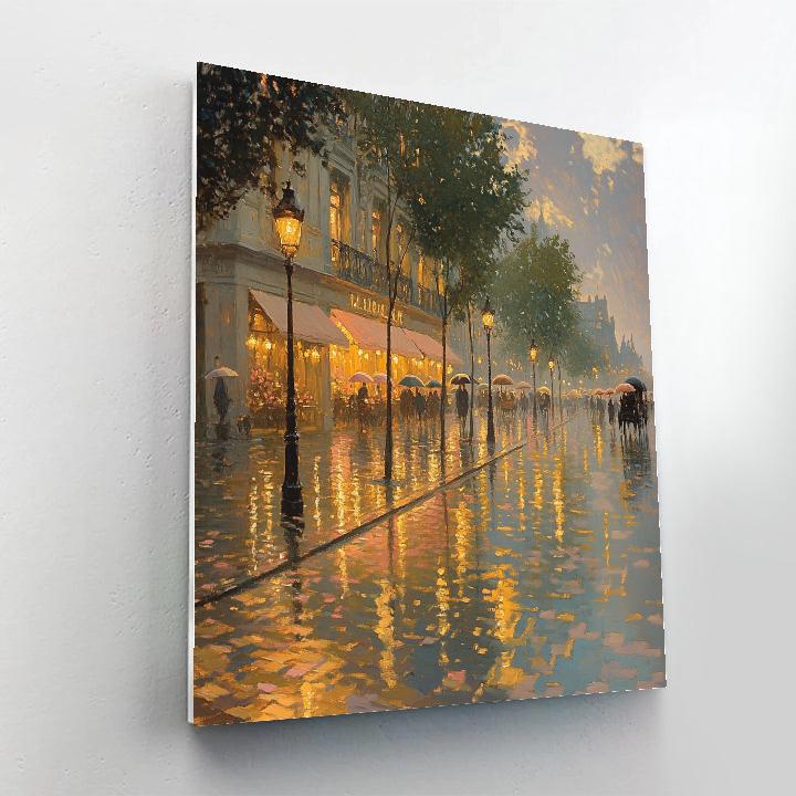 Monet Inspired Rainy City Boulevard Paint by numbers art