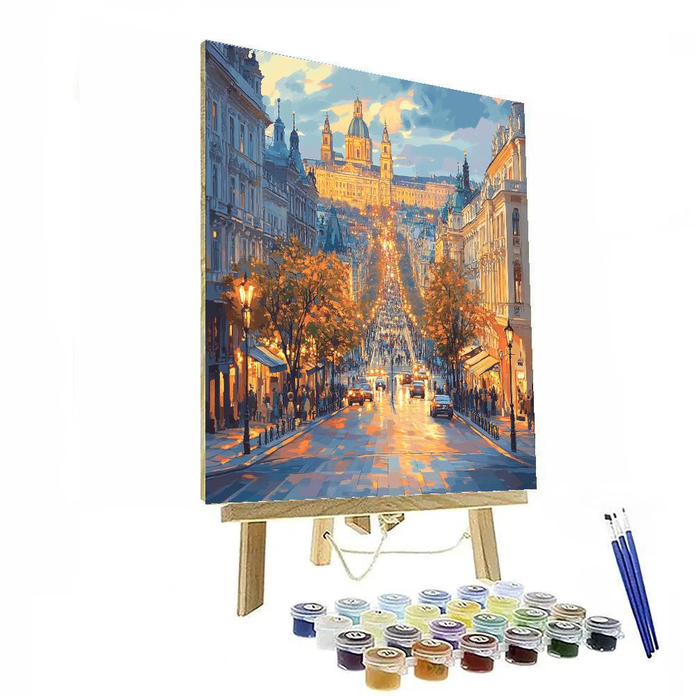 Prague Wenceslas Square City Spine Prague Czech Republic paint by numbers