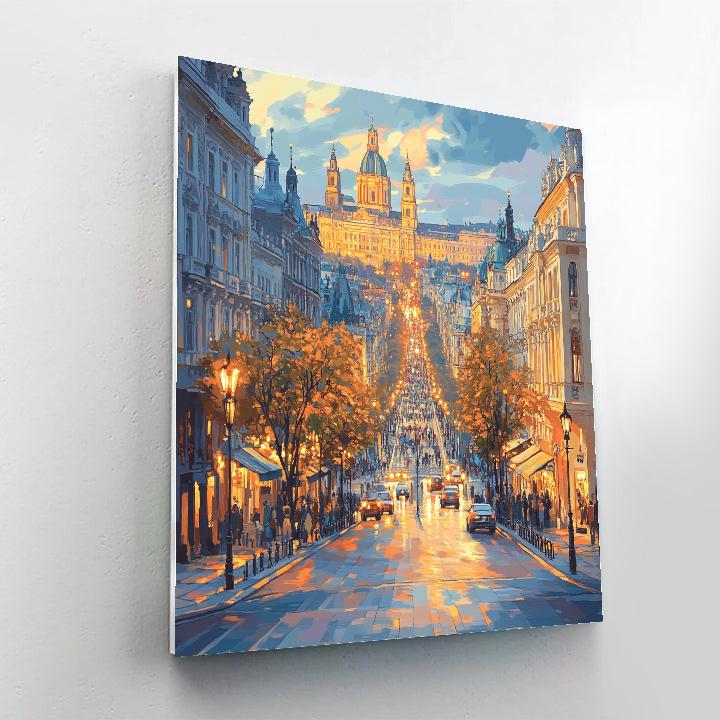 Prague Wenceslas Square City Spine Prague Czech Republic paint by numbers