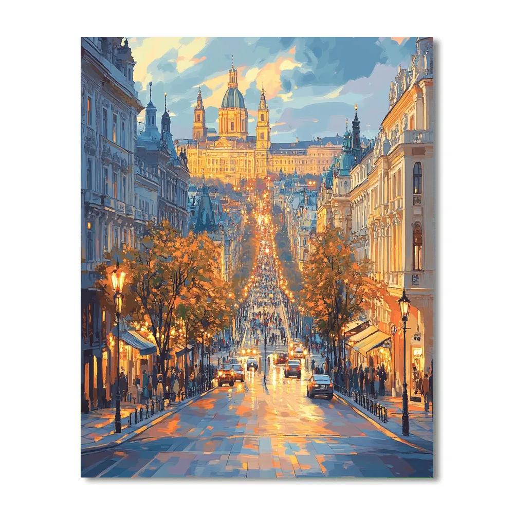 Prague Wenceslas Square City Spine Prague Czech Republic paint by numbers