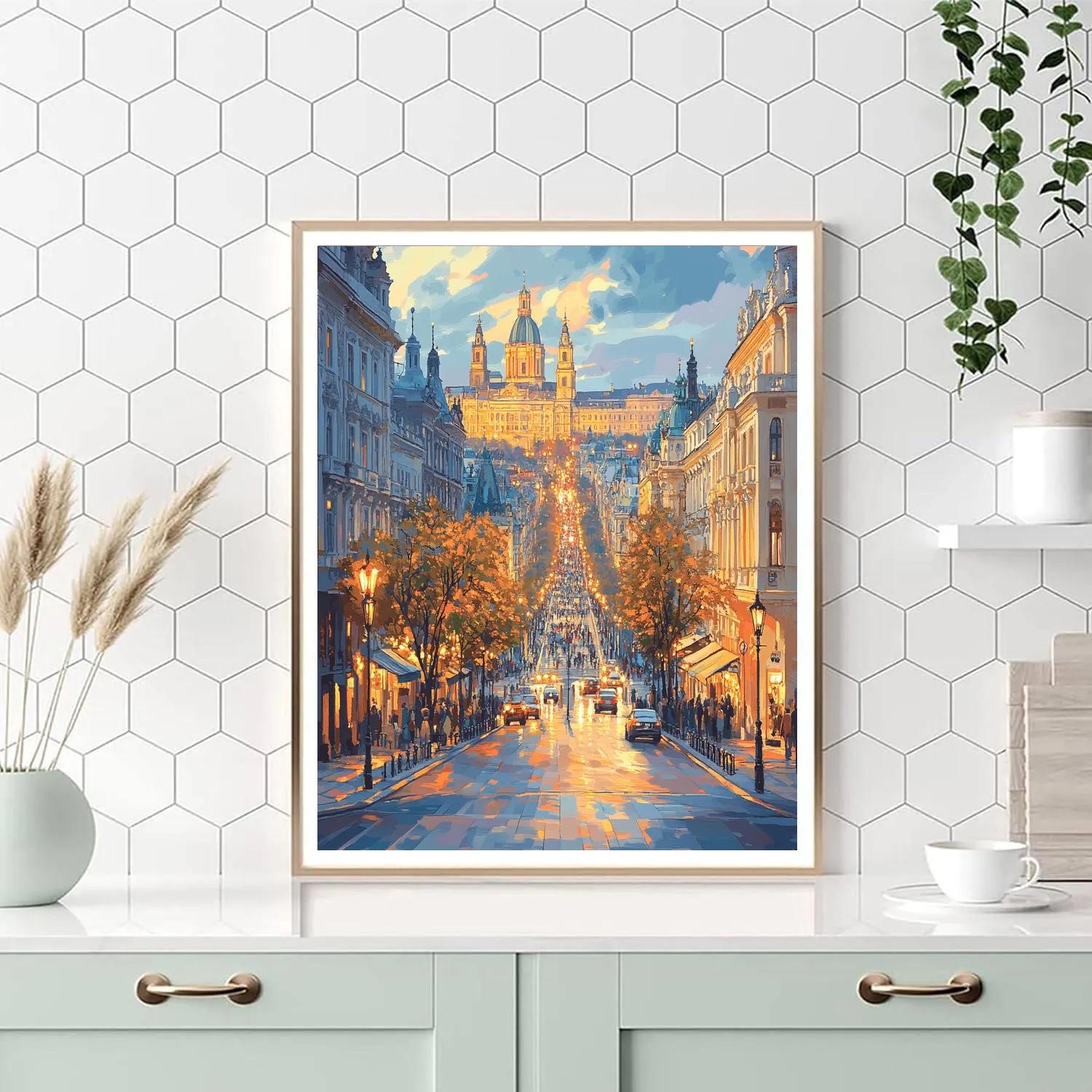 Prague Wenceslas Square City Spine Prague Czech Republic paint by numbers