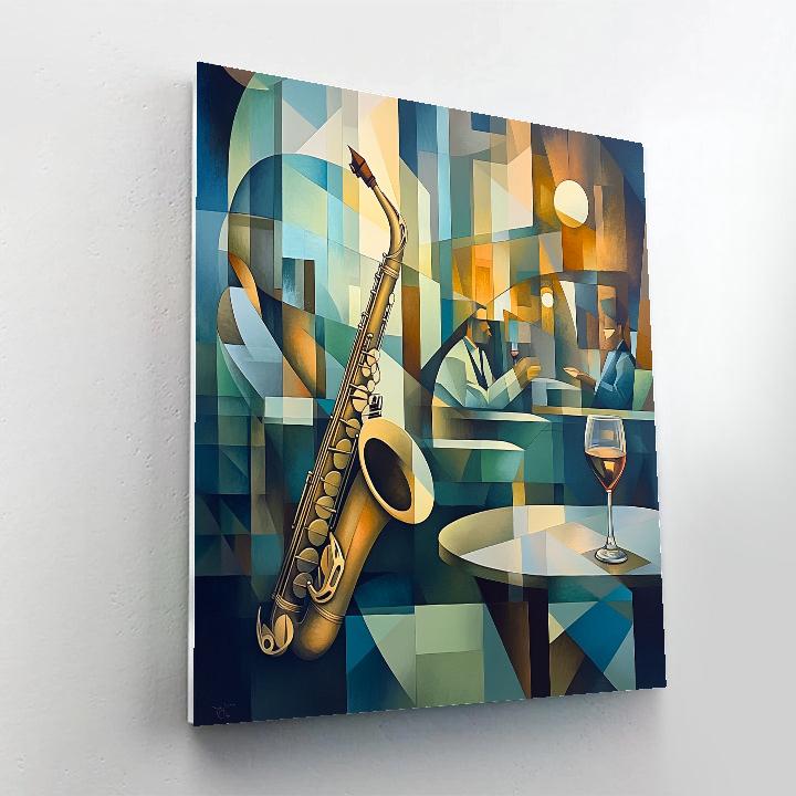 Picasso Inspired Cubist Jazz Bar Interior DIY paint by numbers