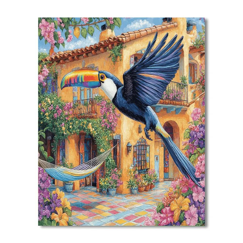 Pico Toucan Encanto Courtyard Flight - Disney Inspired Paint by numbers art
