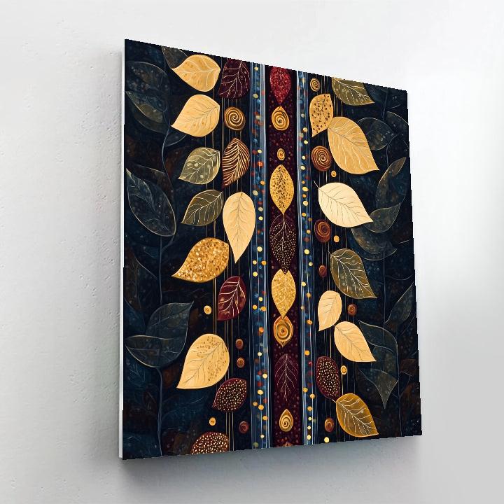 Gustav Klimt Inspired Gilded Autumn Leaves Cascade DIY paint by numbers