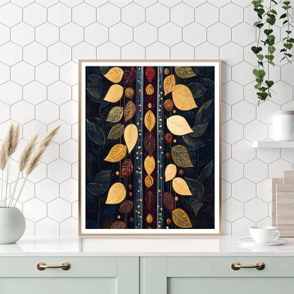 Gustav Klimt Inspired Gilded Autumn Leaves Cascade DIY paint by numbers