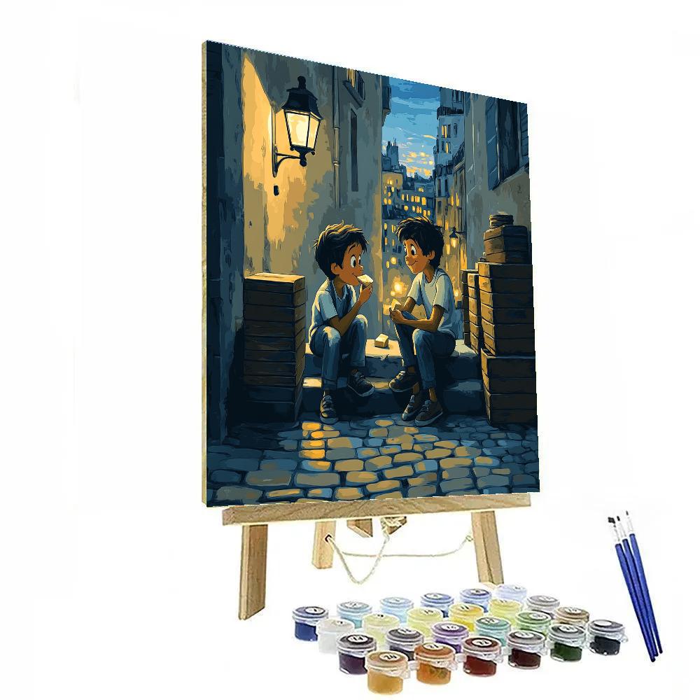 Remy And Emile Paris Alley Cheese Break - Disney Inspired paint by number