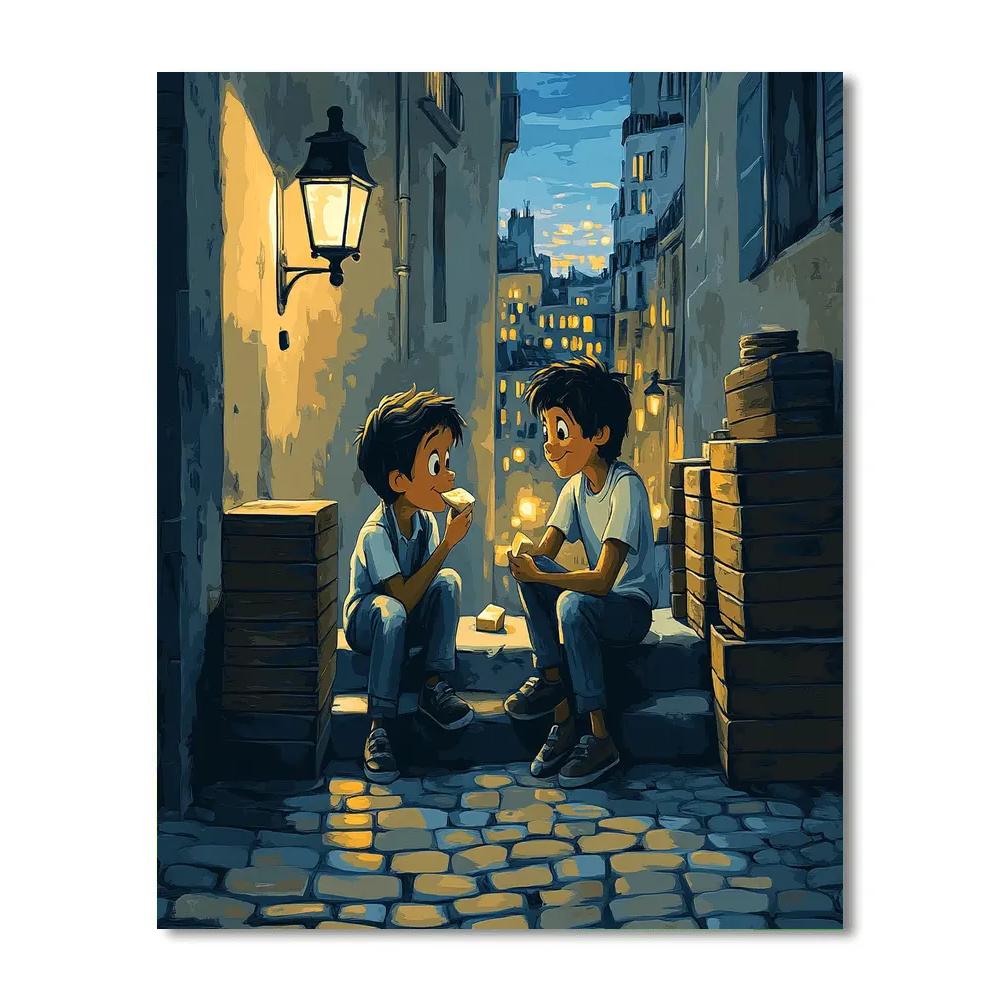 Remy And Emile Paris Alley Cheese Break - Disney Inspired paint by number