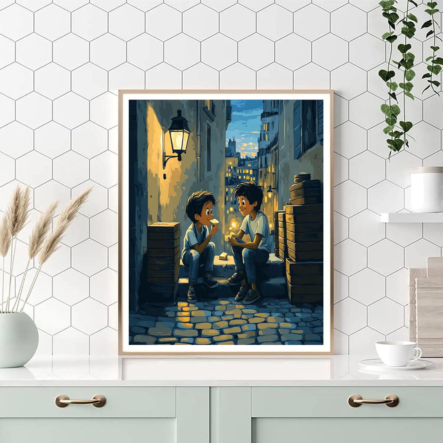 Remy And Emile Paris Alley Cheese Break - Disney Inspired paint by number
