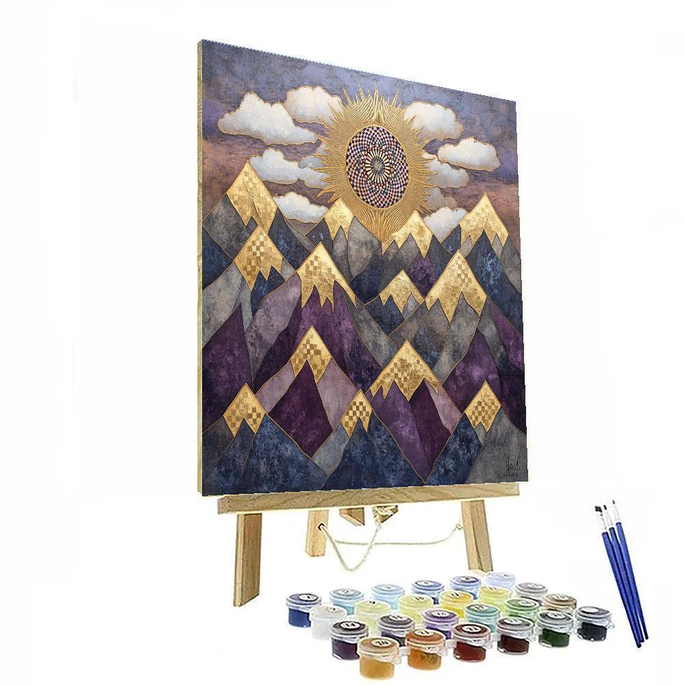 Gustav Klimt Inspired Decorative Mountain Dawn paint by numbers