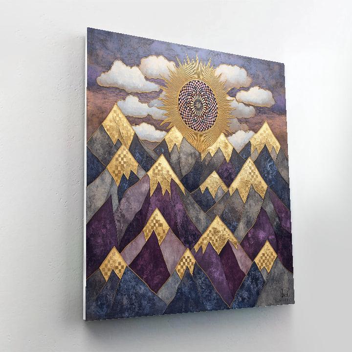 Gustav Klimt Inspired Decorative Mountain Dawn paint by numbers