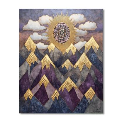 Gustav Klimt Inspired Decorative Mountain Dawn paint by numbers