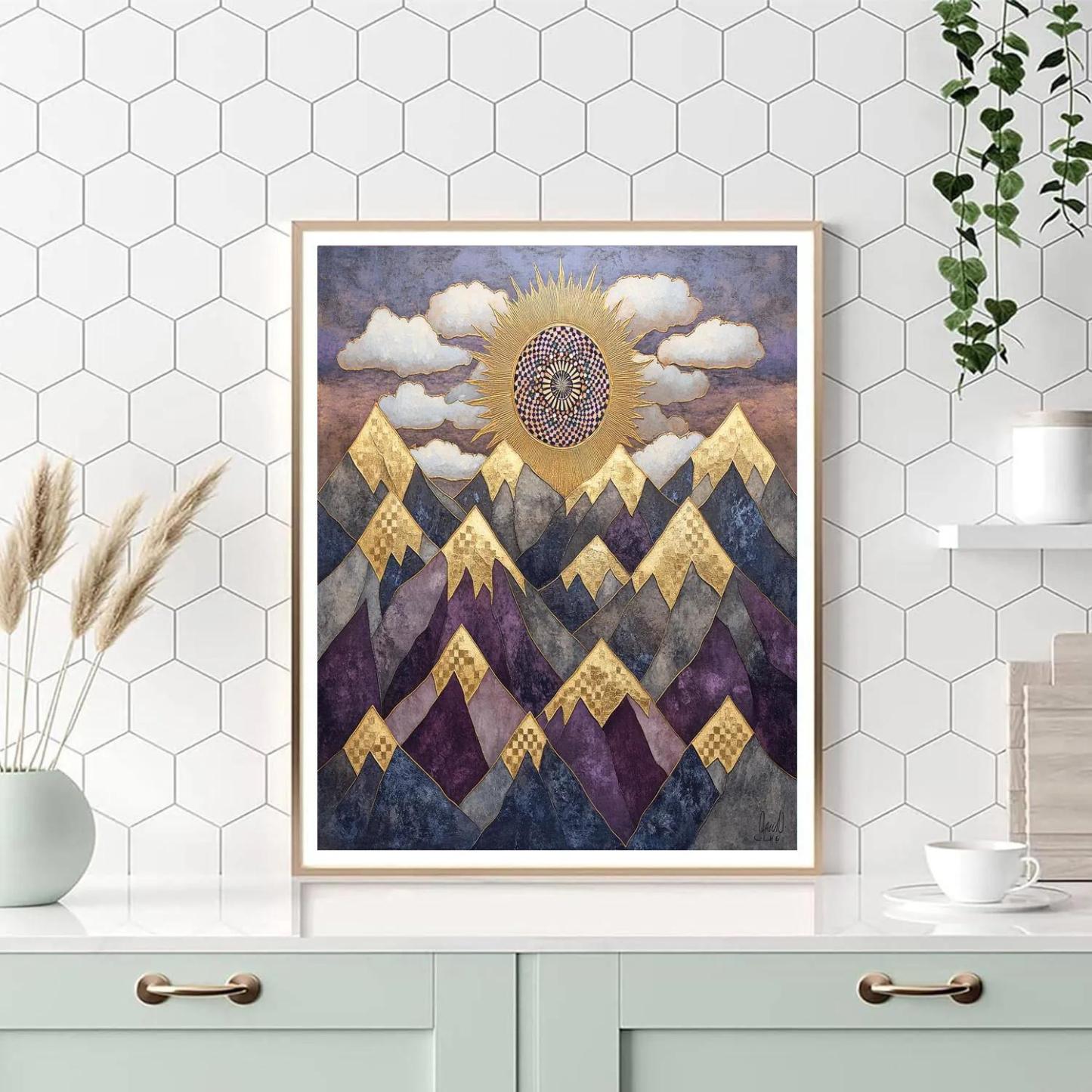 Gustav Klimt Inspired Decorative Mountain Dawn paint by numbers