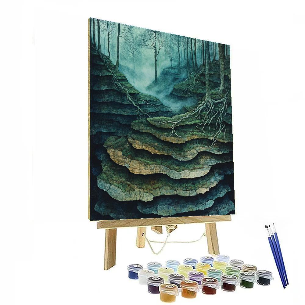 Max Ernst Inspired Subterranean Forest Of Forgotten Echoes paint by number