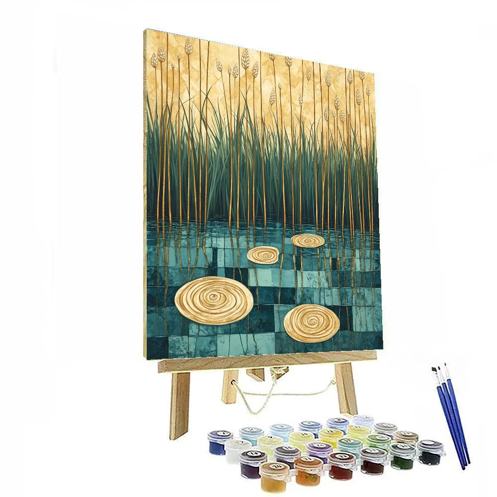 Gustav Klimt Inspired Golden Marsh Reeds Painting by numbers kit