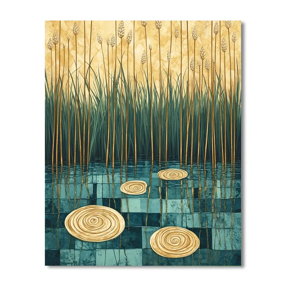 Gustav Klimt Inspired Golden Marsh Reeds Painting by numbers kit