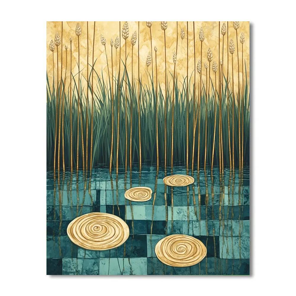 Gustav Klimt Inspired Golden Marsh Reeds Painting by numbers kit
