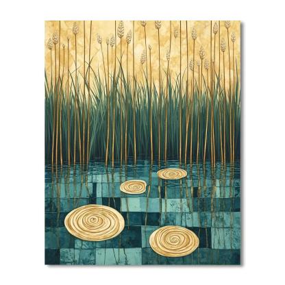 Gustav Klimt Inspired Golden Marsh Reeds Painting by numbers kit