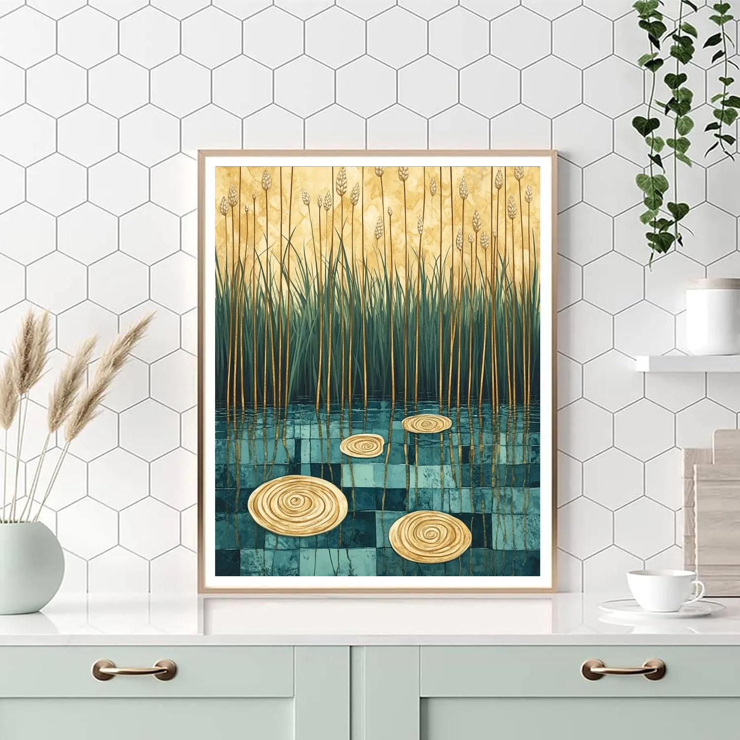 Gustav Klimt Inspired Golden Marsh Reeds Painting by numbers kit