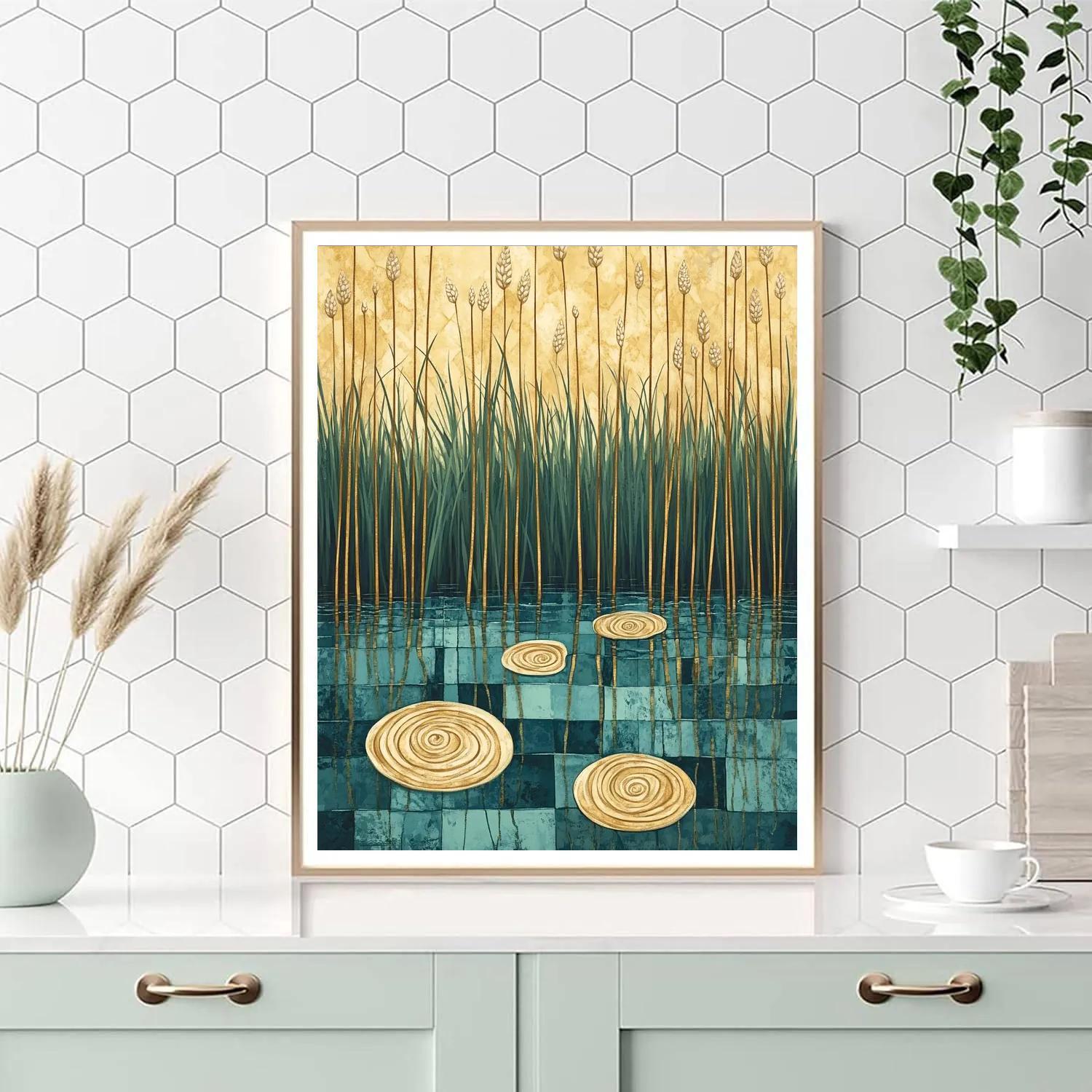 Gustav Klimt Inspired Golden Marsh Reeds Painting by numbers kit