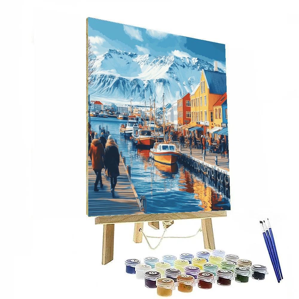 Reykjavik Old Harbor Boardwalk Reykjavik Iceland painting number kit