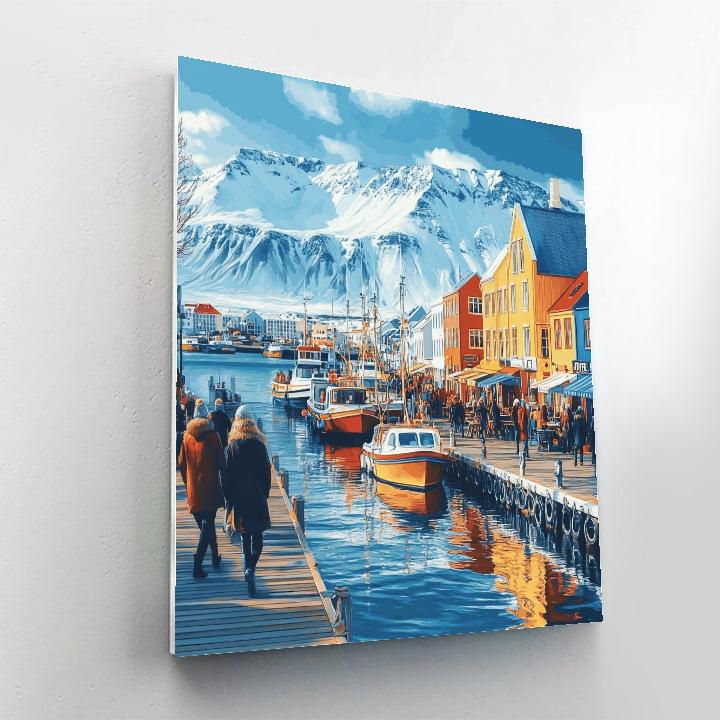 Reykjavik Old Harbor Boardwalk Reykjavik Iceland painting number kit