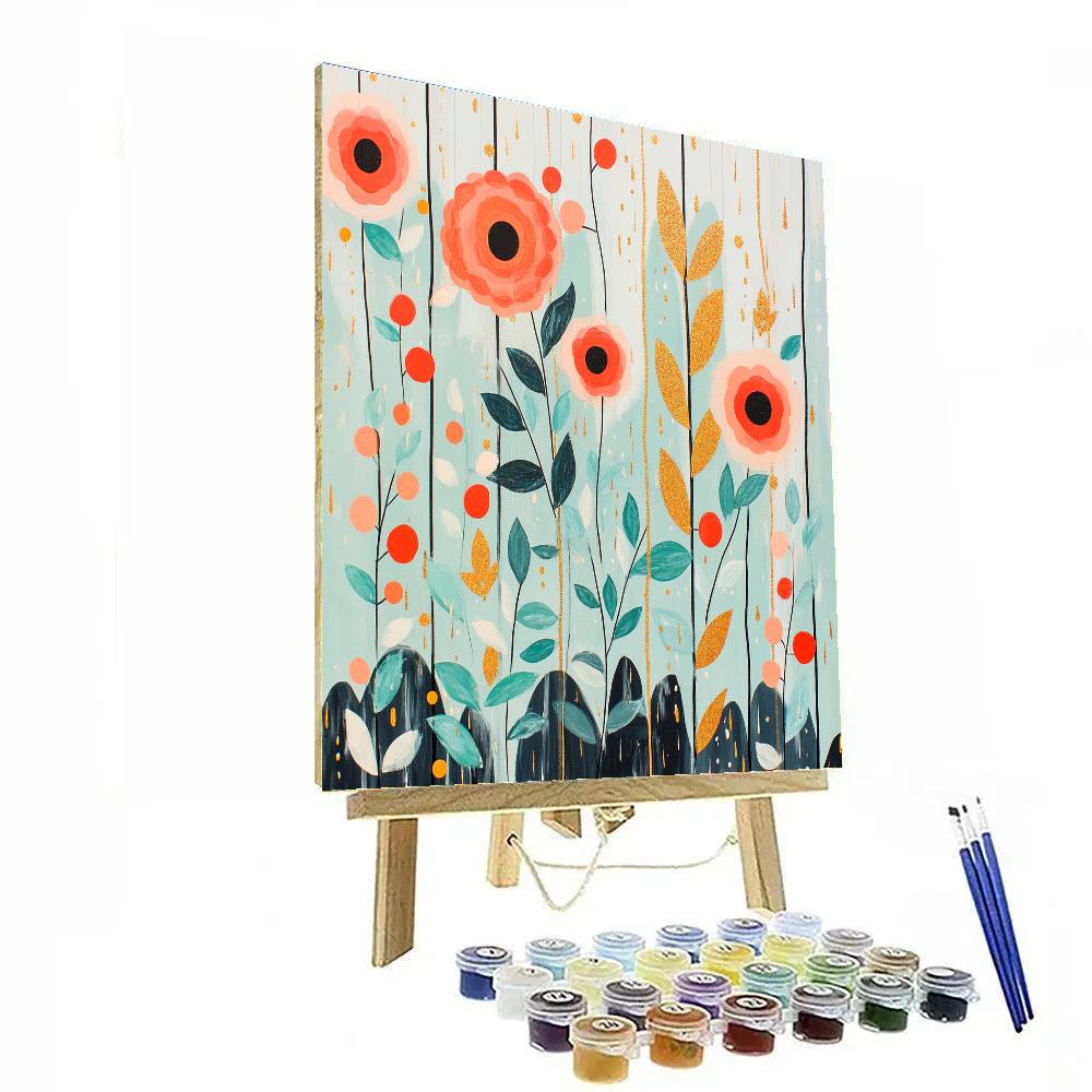 Gustav Klimt Inspired Ornamental Rain Garden Numbered painting kits