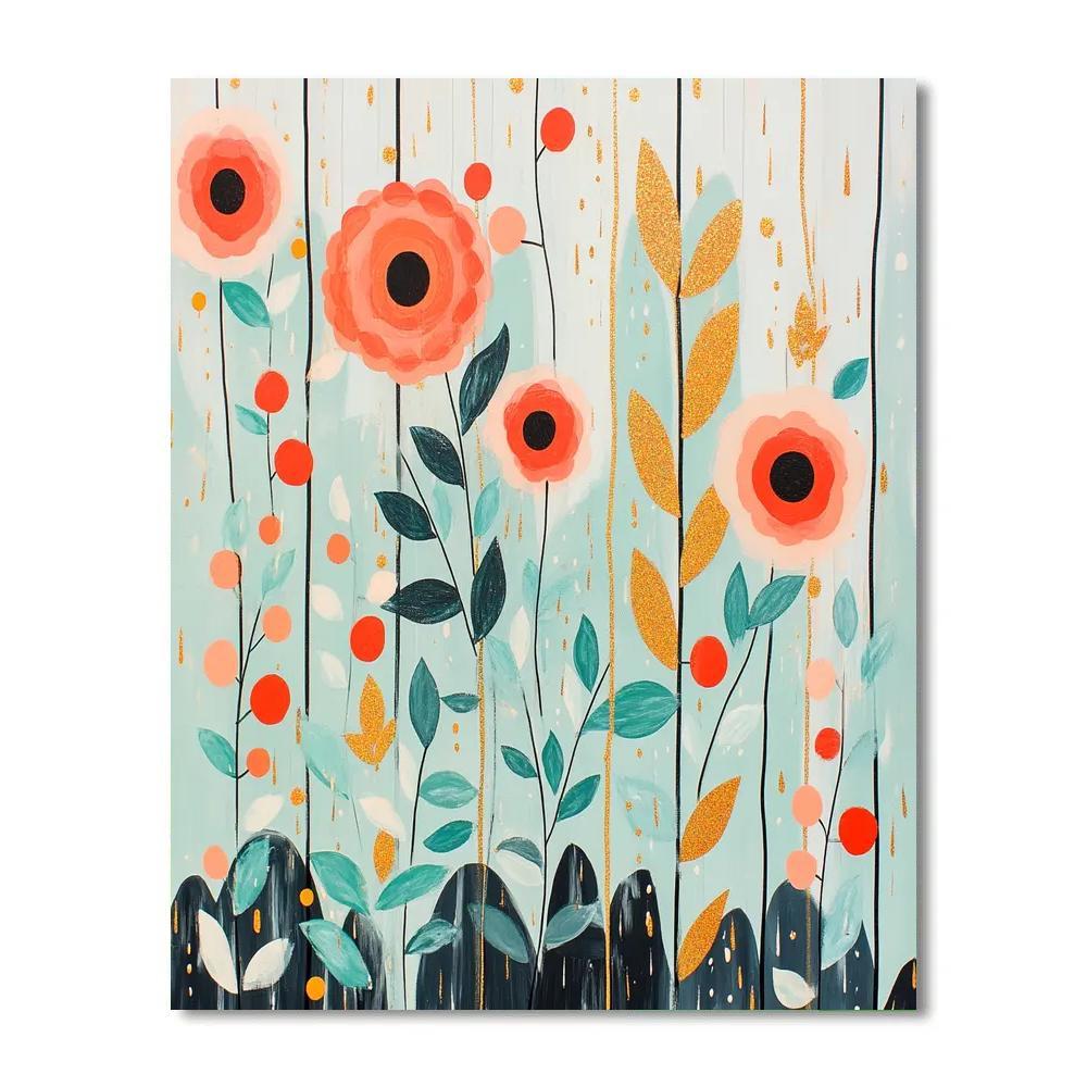 Gustav Klimt Inspired Ornamental Rain Garden Numbered painting kits