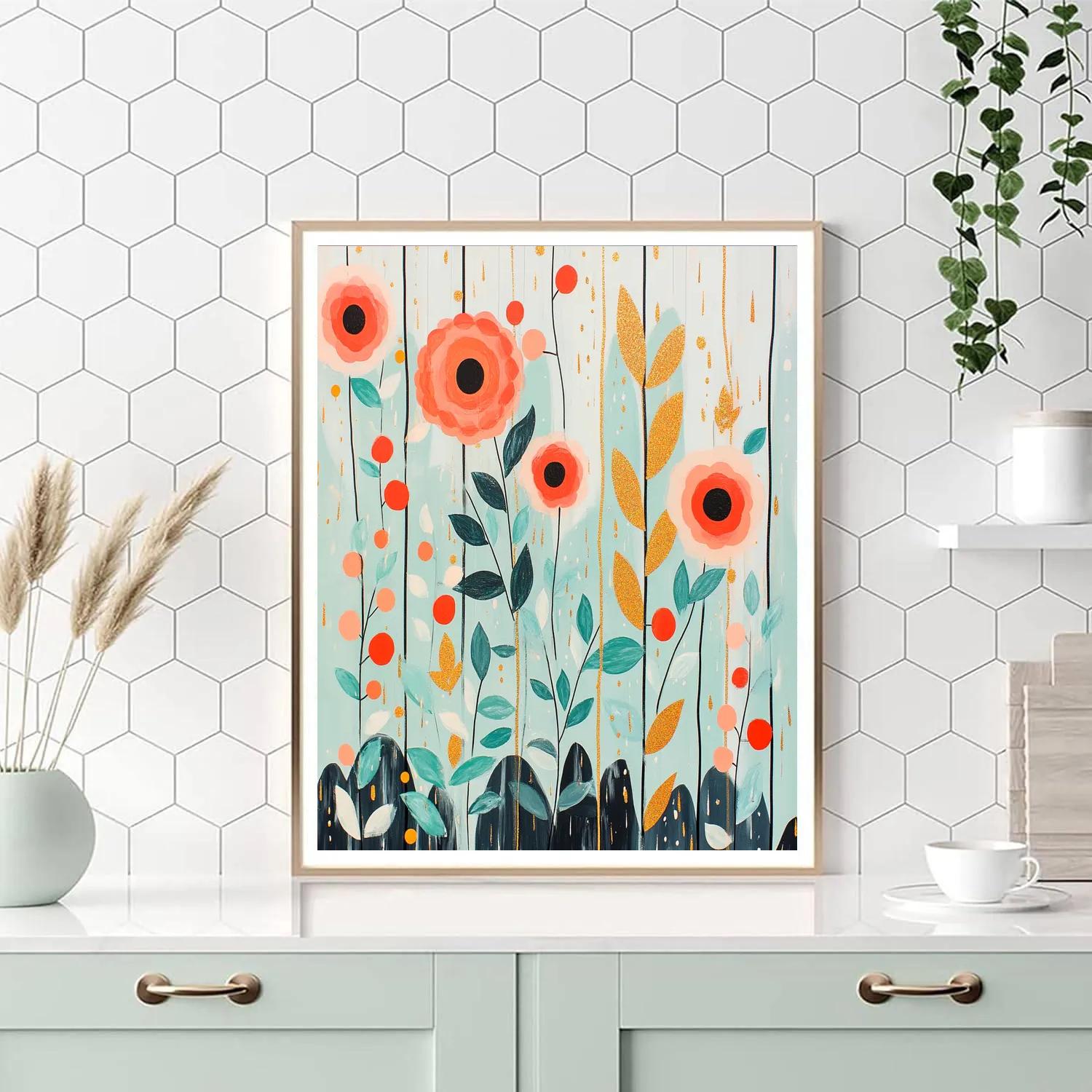 Gustav Klimt Inspired Ornamental Rain Garden Numbered painting kits