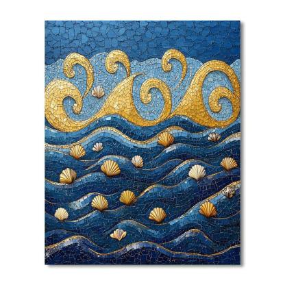 Gustav Klimt Inspired Gilded Ocean Swell paint by color
