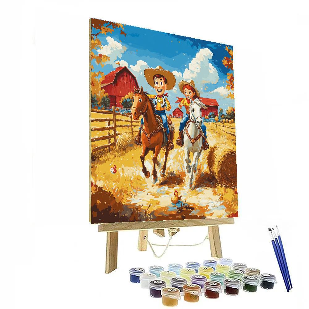 Woody And Jessie Barnyard Roundup Trail Disney Inspired painting number kit