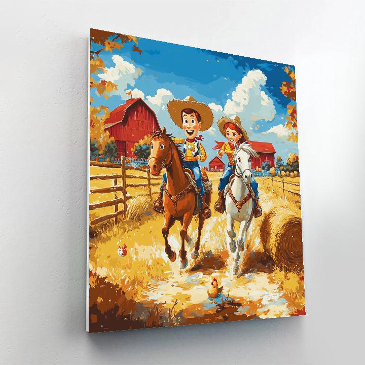 Woody And Jessie Barnyard Roundup Trail Disney Inspired painting number kit