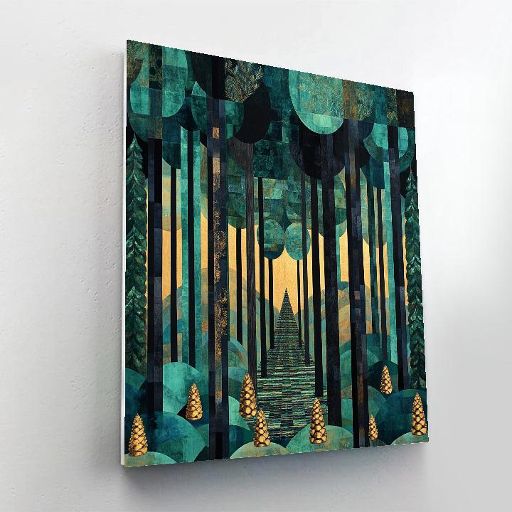 Gustav Klimt Inspired Patterned Pine Grove Paint by numbers art