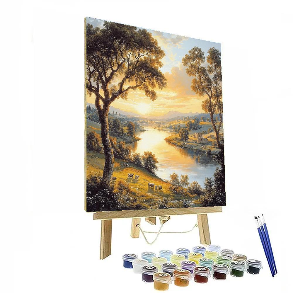 Claude Lorrain Inspired Pastoral River Sunset DIY paint by numbers