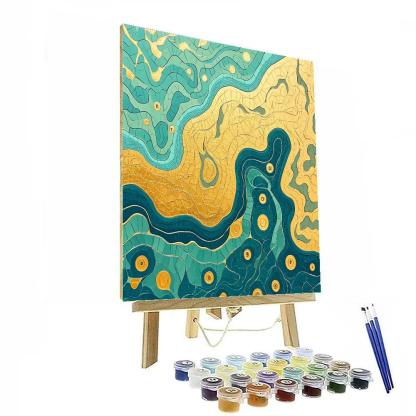 Gustav Klimt Inspired Golden River Delta paint by number